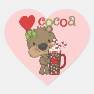 Girl Bear Cocoa Love Heart Sticker