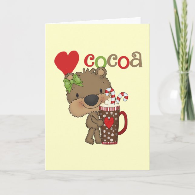 Girl Bear Cocoa Love Holiday Card (Front)