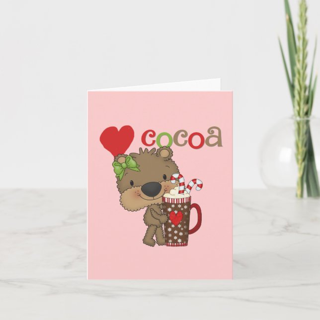 Girl Bear Cocoa Love Holiday Card (Front)