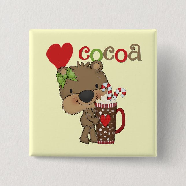 Girl Bear Cocoa Love Pinback Button (Front)