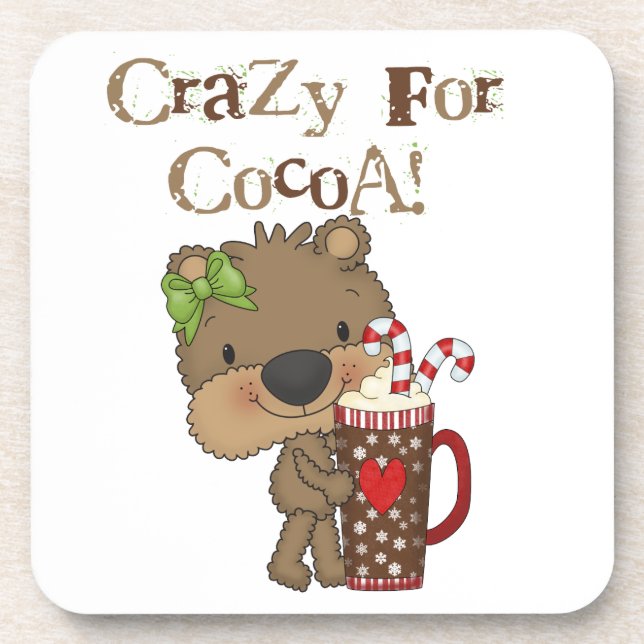 Girl Bear Crazy For Cocoa Drink Coaster (Front)
