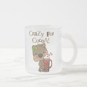 Girl Bear Crazy For Cocoa Frosted Glass Coffee Mug