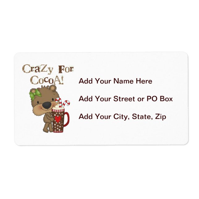 Girl Bear Crazy For Cocoa Label (Front)