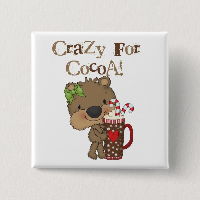Girl Bear Crazy For Cocoa Pinback Button (Front)
