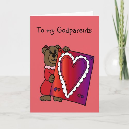 girl bear holding valentine for godparents card