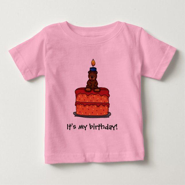 girl bear on Birthday cake t-shirt (Front)