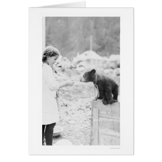 Girl & Bear Seward, Alaska 1912 Cards (Front)