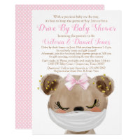 Girl Bear with Mask Drive By Baby Shower Invitation
