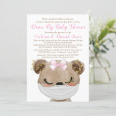 Girl Bear with Mask Drive By Baby Shower Invitation (Standing Front)