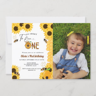 Girl Bee day yellow honey bee first birthday party Invitation