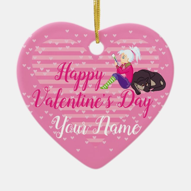 Girl Being in love  Ceramic Ornament (Front)