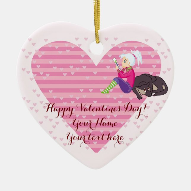 Girl Being in love Ceramic Ornament (Front)