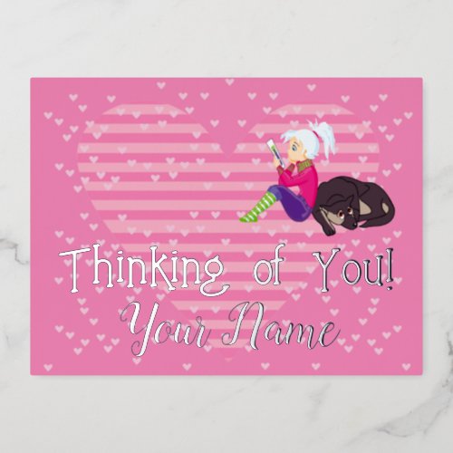 Girl Being in love Foil Holiday Postcard