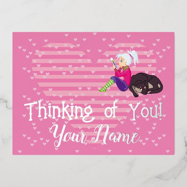 Girl Being in love Foil Holiday Postcard (Front)
