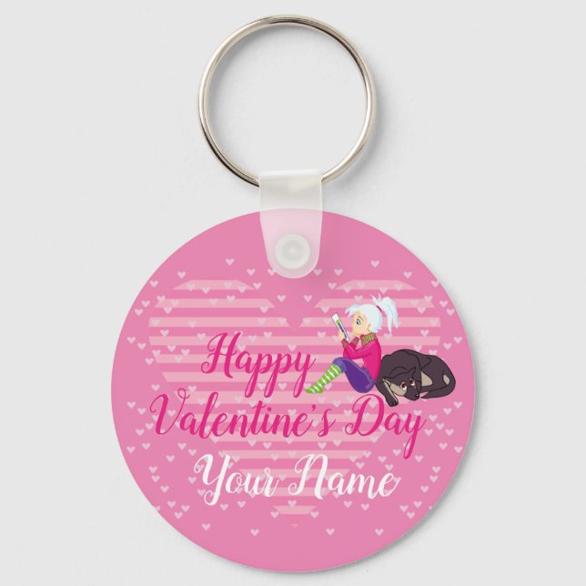 Girl Being in love  Keychain (Front)
