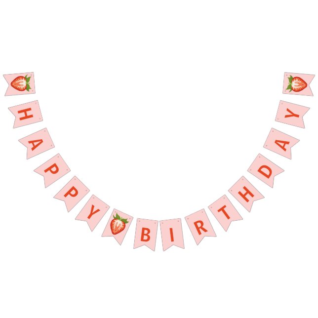 Girl berry baby first strawberry pink birthday bunting flags (All)