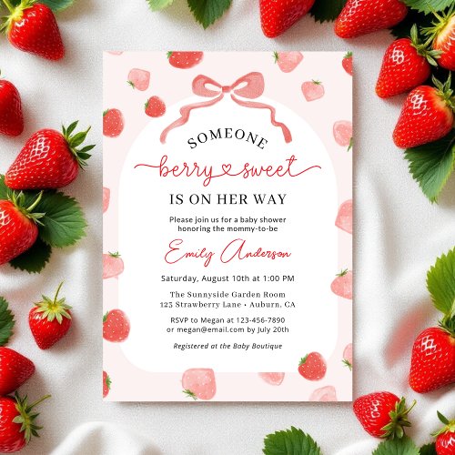 Berry Sweet Gingham or plaid baby shower invitation