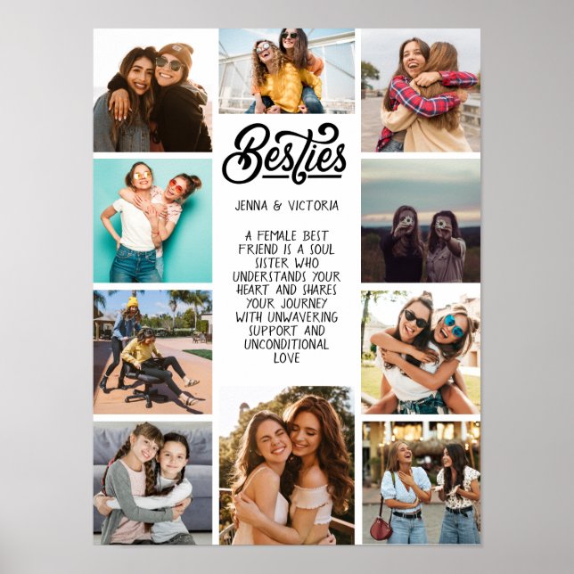 Girl Besties 10 photos custom text black font Poster (Front)