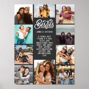 Girl Besties 10 photos custom text grey background Poster
