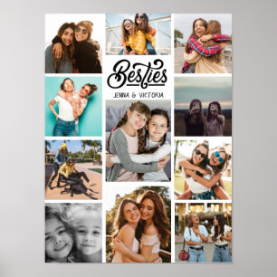 Girl Besties 11 photos collage script black font Poster