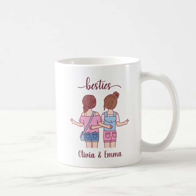 Girl Besties Best Friends Personalized Coffee Mug (Right)
