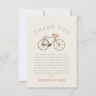 Girl Bicycle Photo Baby Shower Thank You Card