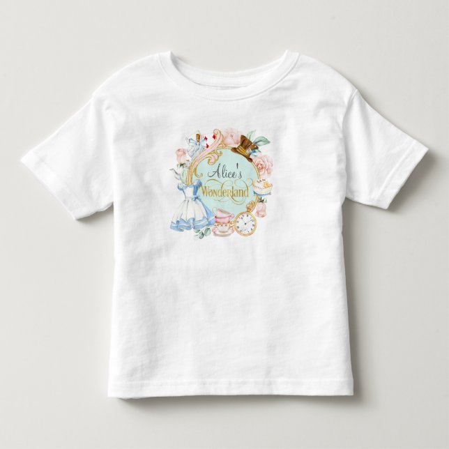 Girl birthday Alice in Wonderland Toddler T-shirt (Front)