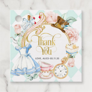 Girl birthday, alice tea party thank you favor fav favor tags