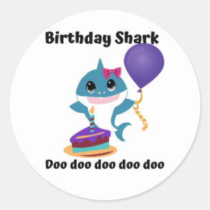 Girl Birthday Baby Shark Classic Round Sticker