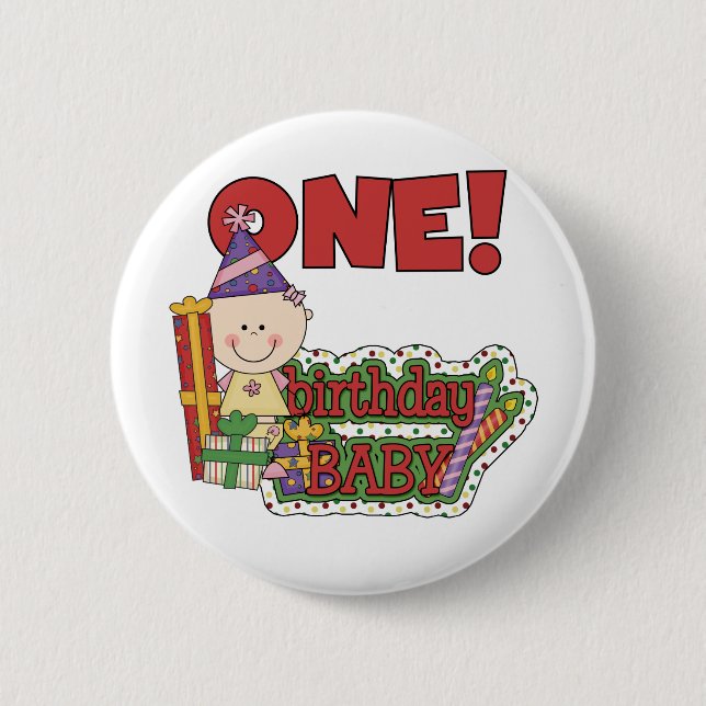Girl Birthday Baby Tshirts and Gifts Button (Front)
