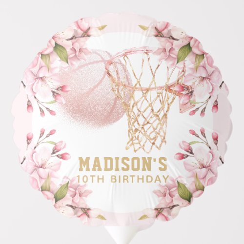 Girl Birthday Basketball Luxury Rose Gold Balloon