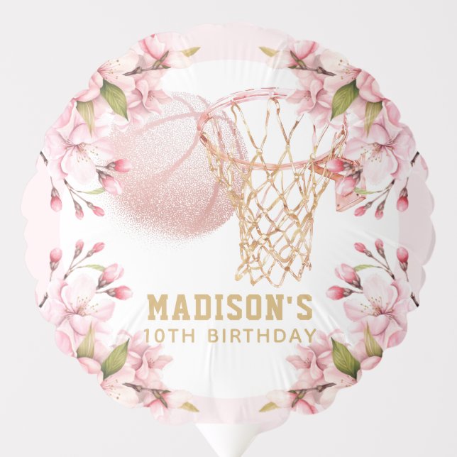Girl Birthday Basketball Luxury Rose Gold Balloon (Front)
