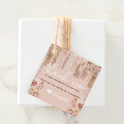 Girl Birthday Bohemian Sleepover Thank you Favor Tags