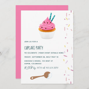 Girl Birthday Cupcake Baking Party invitation