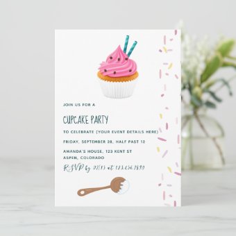 Girl Birthday Cupcake Baking Party invitation | Zazzle
