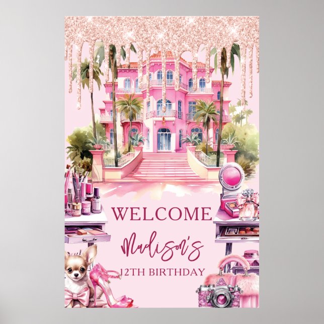 Girl Birthday Glam Makeup Welcome Poster (Front)