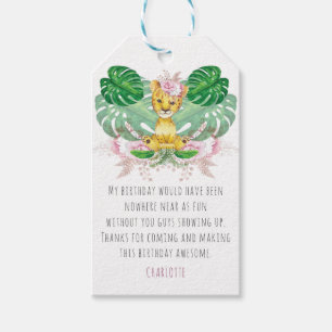 Girl Birthday I Baptism Lion Illustration Gift Tags
