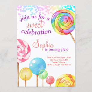 Girl Birthday Invitation Candy Sweet Celebration