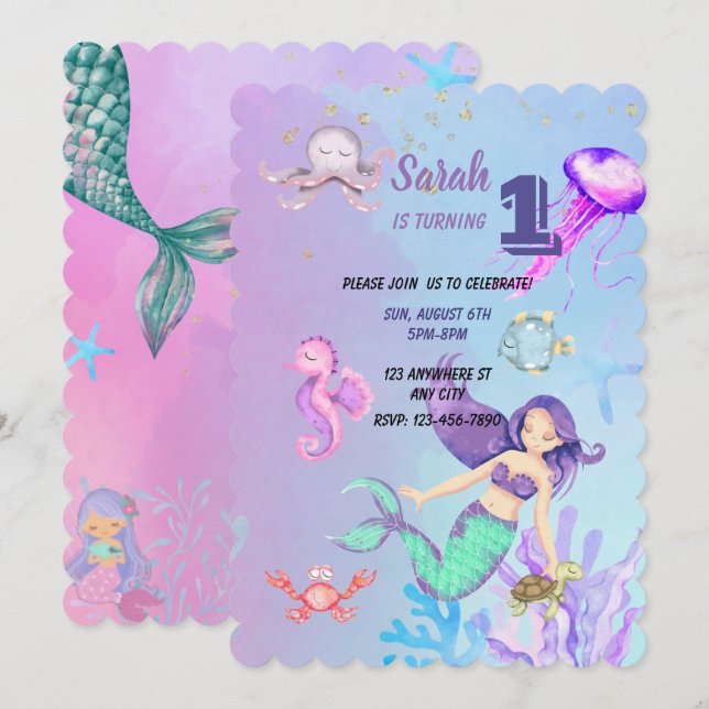 Girl Birthday Invitations (Front/Back)