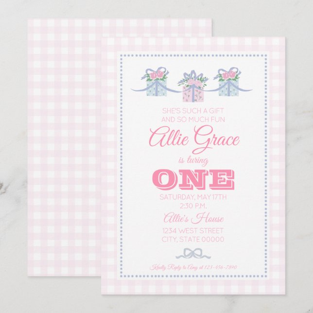 Girl Birthday Invitations - Every Day is a Gift (Front/Back)