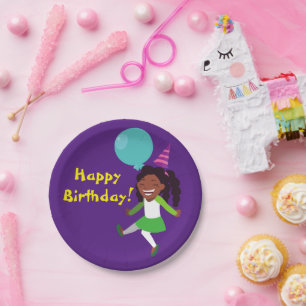 Girl Birthday Party (African-American)  Paper Plates