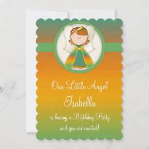 Girl Birthday Party Invitation Angel Design 1