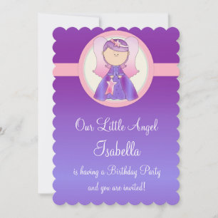 Girl Birthday Party Invitation Angel Design 6