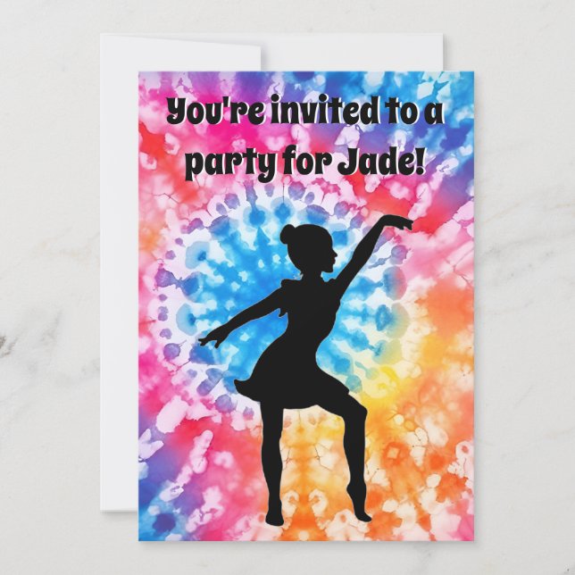 Girl Birthday Party Personalized Tie-Dye Rainbow Invitation (Front)
