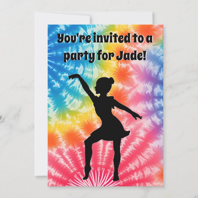 Girl Birthday Party Personalized Tie-Dye Rainbow Invitation (Front)