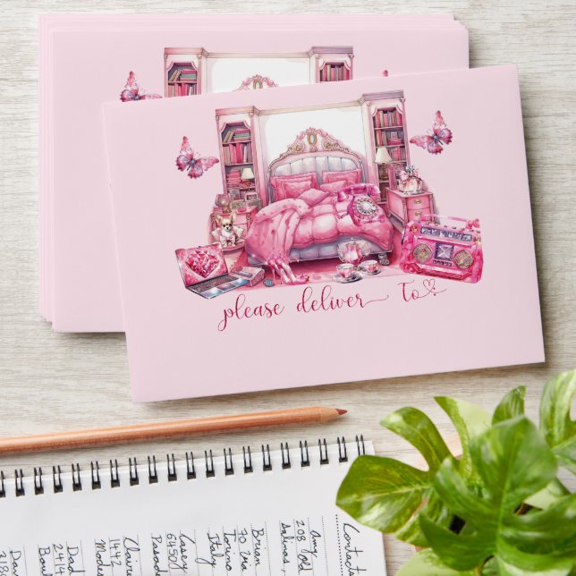 Girl Birthday Pink Sleepover Envelope (Stacked)