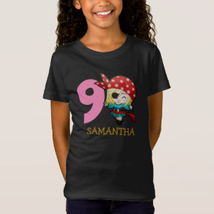 GIRL Birthday Pirate 9th Name  T-Shirt