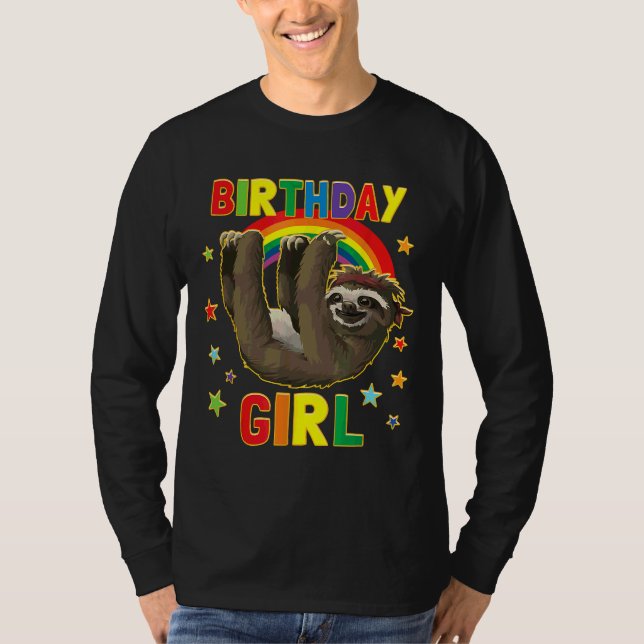 Girl Birthday Sloth B Day Party Kids Idea Sloth T-Shirt (Front)