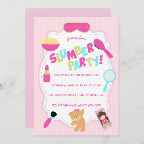 Girl Birthday Slumber Party Invitation