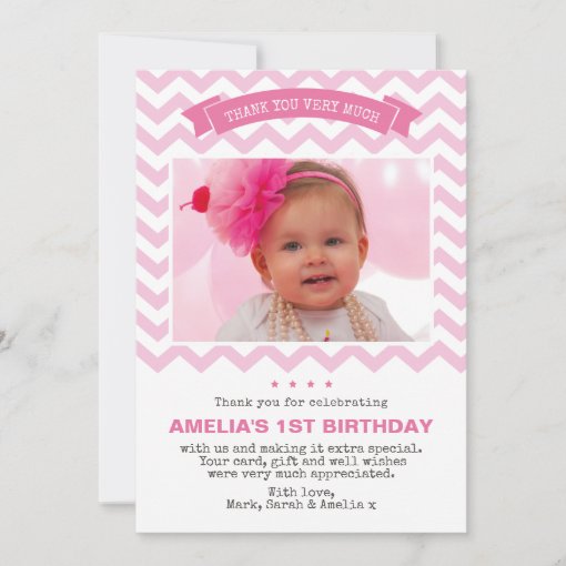 Girl birthday thank you card | Zazzle